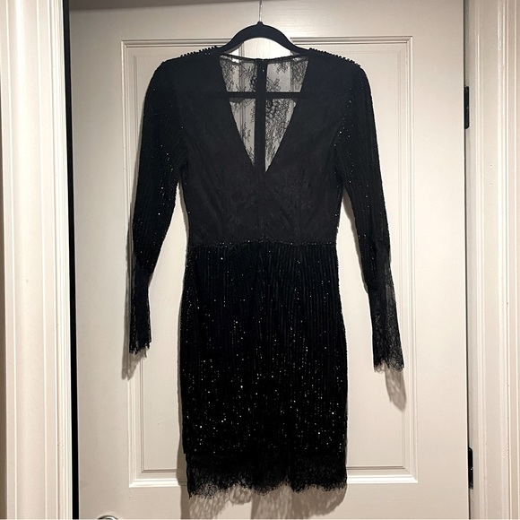 NWOT Black Sequin Embellished  Lace Dress - Picture 7 of 10